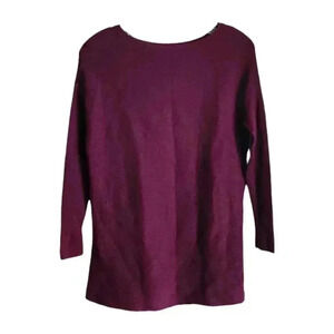 Tahari Merino Wool Sweater | Plum Burgundy | Women’s M (Tag L)